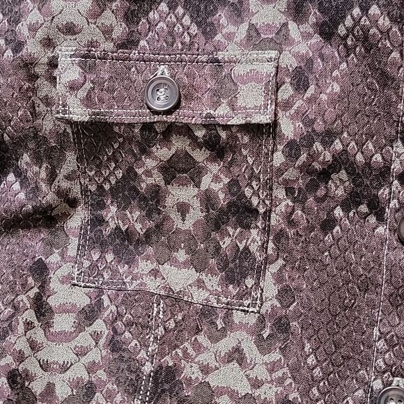 Free People Linen blend mini shirt dress snake print short sleeve size S Petite - Picture 5 of 9